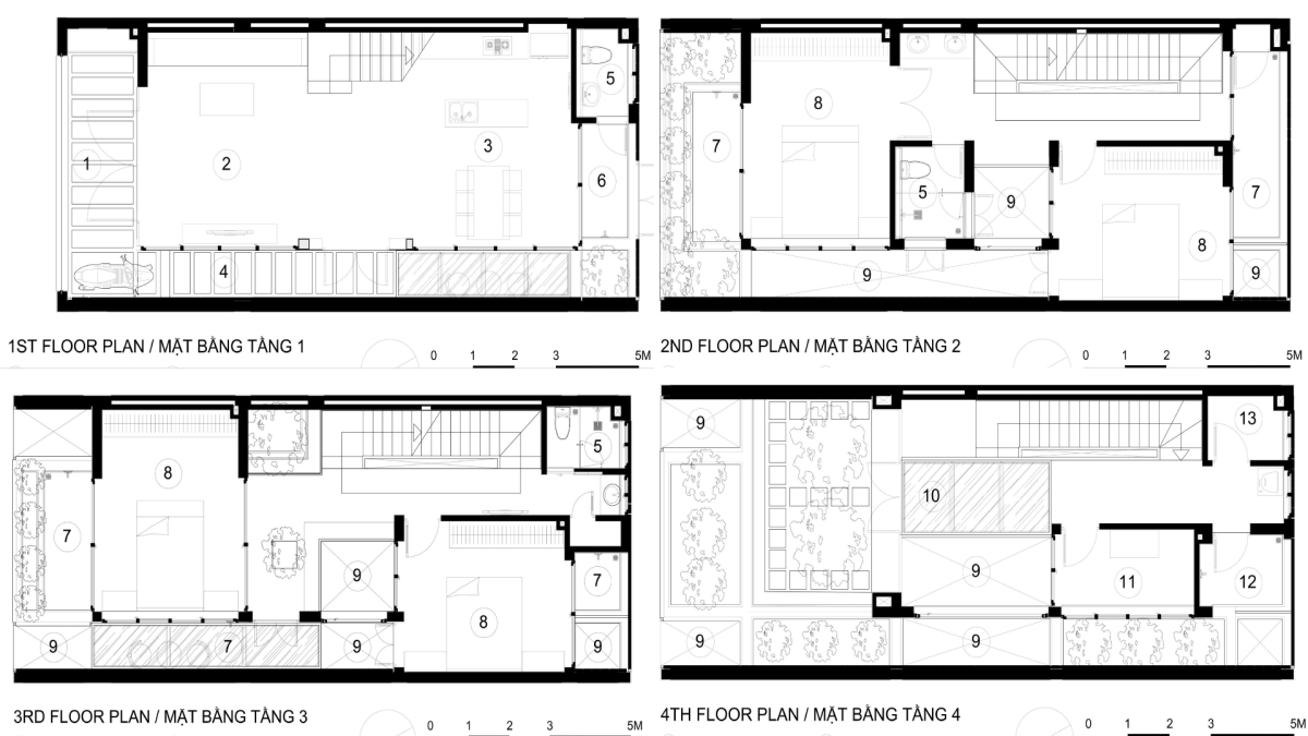 bản vẽ nhà 4 tầng chuẩn